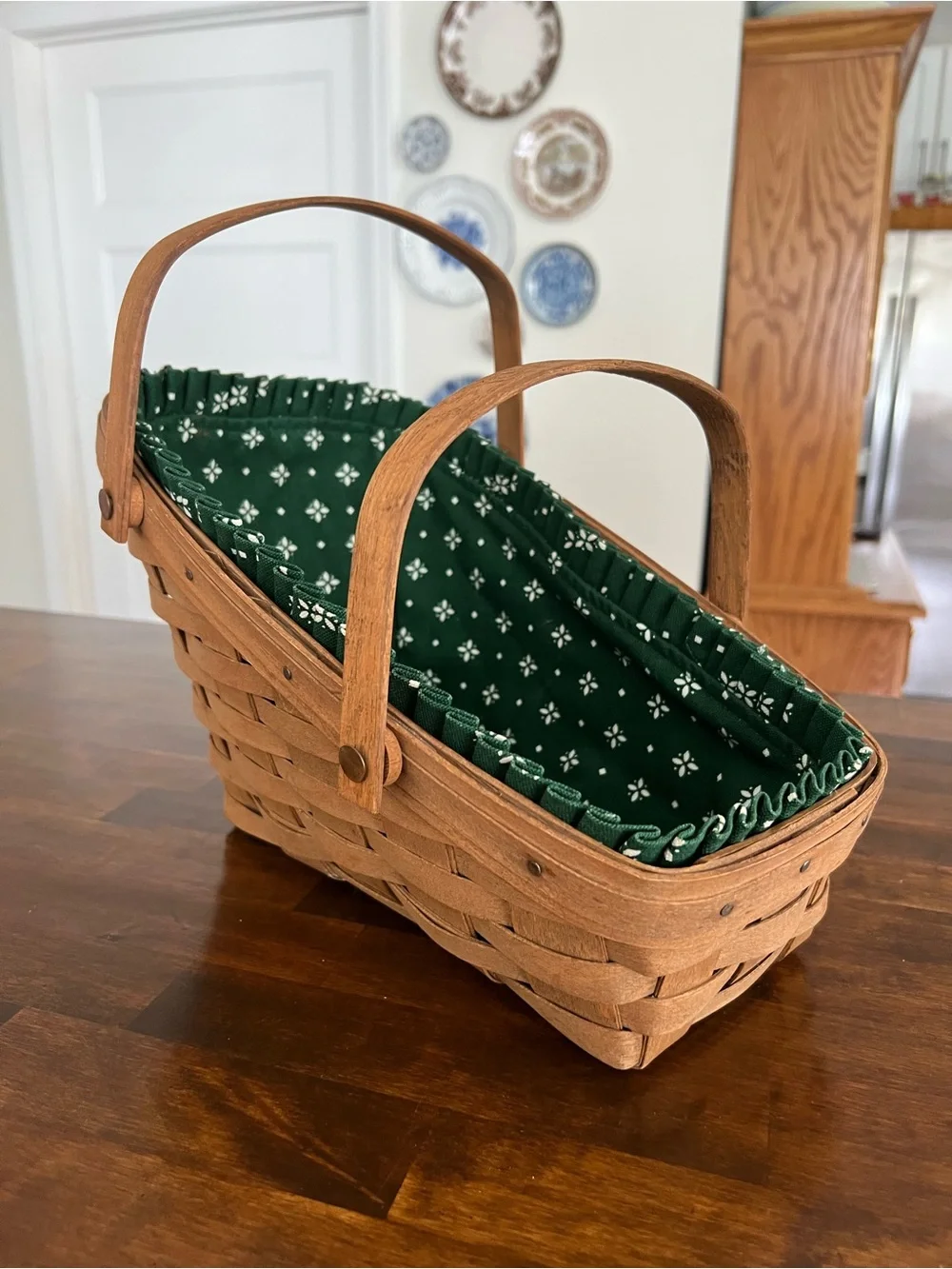 Longaberger, Vegetable Basket, Heritage Green Fabric Liner, 1985
